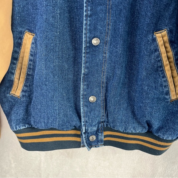 Vintage Dunbrooke Gatorade Varsity Denim Tan Bomber Jacket Mens Large Y2K - Picture 6 of 9